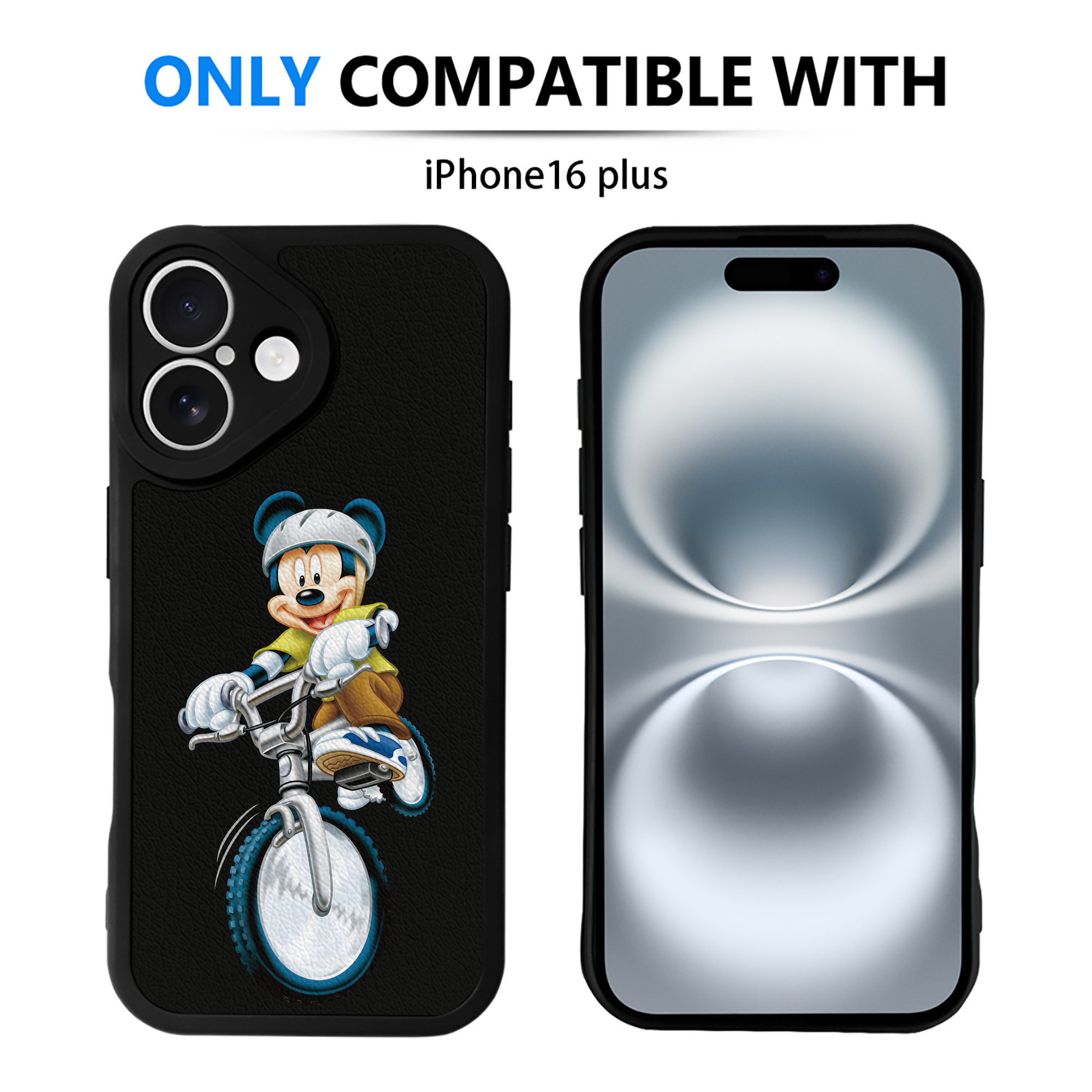 （画像用） ミッキーマウス Mickey Mouse 【iPhone 16シリーズ対応】シリコンスマホケース（レザー調） 材質：シリコン